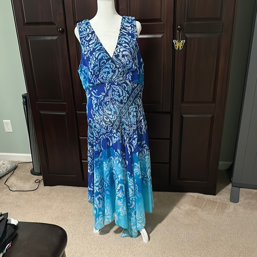 Rabbit Rabbit Rabbit Blue Asymmetrical Wrap Sundress